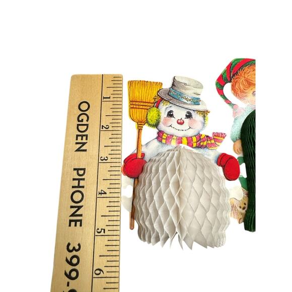 Vintage 1980 Beistle Christmas Decoration Set Die Cut Paper Honeycomb Tissue - Picture 2 of 5